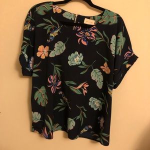 Floral Print Blouse Zipper Detail